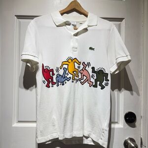 LACOSTE x KEITH HARING White Polo with Multicolor Graphic